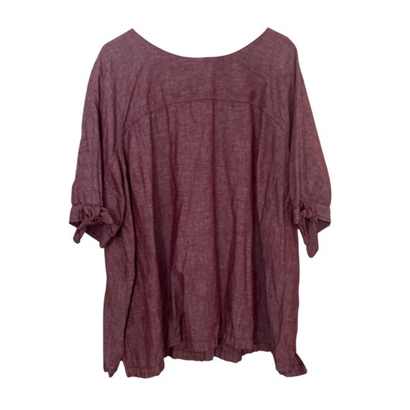 (2) Martha Stewart Linen Blend Blouses  3X Button-Back  Lagenlook Beach Resort - Picture 10 of 16